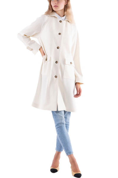 Raglan Coat from Summer Wool in pearl-white