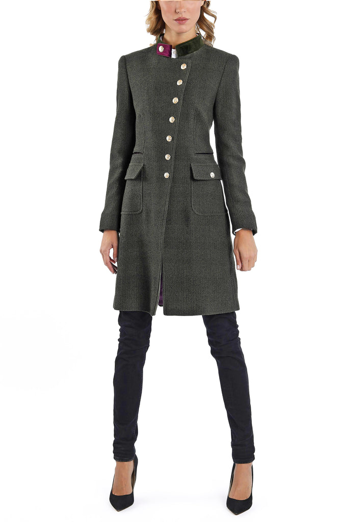 Leichter Mantel aus Cashmere-Strick in dunkelgrün