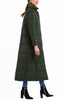 Long quilted coat made from green melange loden