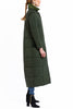 Long quilted coat made from green melange loden