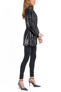 Long Blazer from shiny black sequins