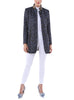 Long-blazer from blue leopard-jacquard