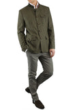 Jacket from mélange-loden in green-brown