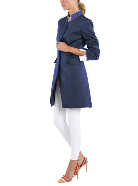 Long-blazer from Italian superfine-jersey in navy