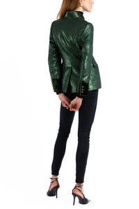 Jacket from matted green sequins