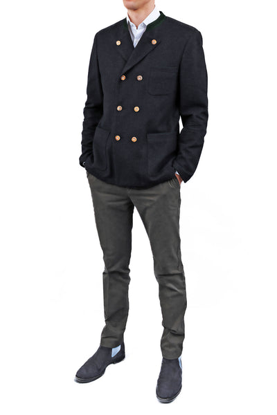 Double-breasted Jacket from anthracite melangé-loden