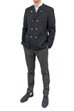 Double-breasted Jacket from anthracite Loden melange