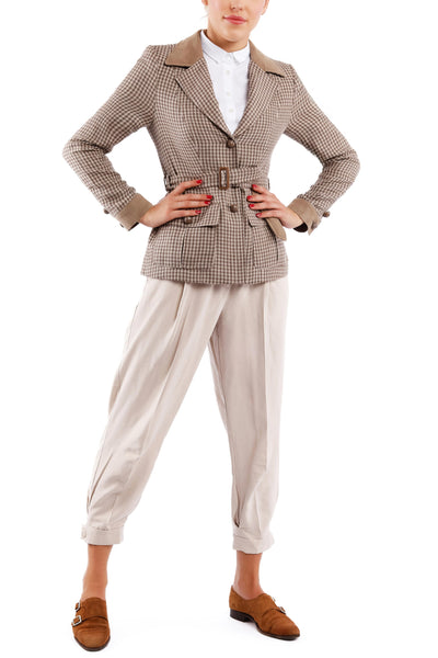 Belted blazer from Pepita-Linen in beige-brown