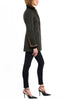 Long blazer in dark-green combed cashmere with chestnut mink trim