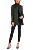 Long blazer in dark-green combed cashmere with chestnut mink trim