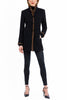 Long blazer from authentic boiled wool with natural mink