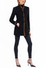 Long blazer from authentic boiled wool with natural mink