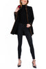 Long blazer from authentic boiled wool with natural mink