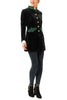 Long blazer from black velvet and green loden