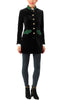 Long blazer from black velvet and green loden