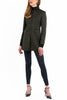 Long blazer in deep moss green combed cashmere