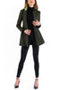 Long blazer in deep moss green combed cashmere