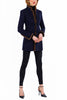 Long blazer from Italian cashmere-knit in navy