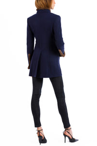 Long blazer from Italian cashmere-knit in navy