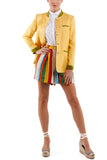 Jacket from yellow wild-silk with green ribbon