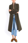 Coat from double-face loden in olive and red