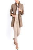 Long blazer from sand coloured stretch-cashmere