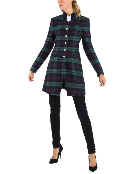 Long-blazer from tartan-wool in blackwatch