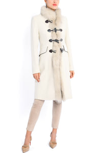 Coat from winter white merino loden