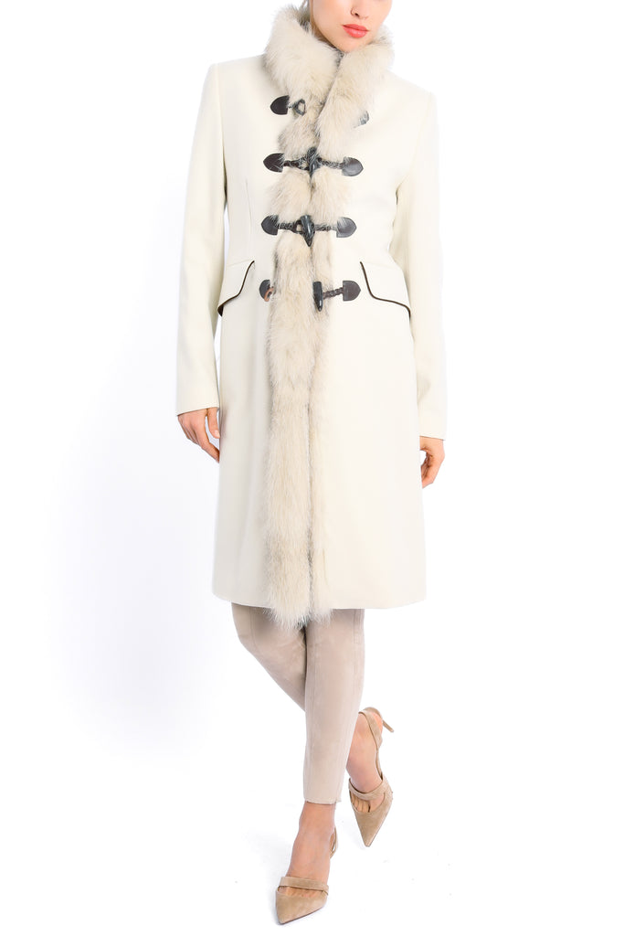 Coat from winter white merino loden