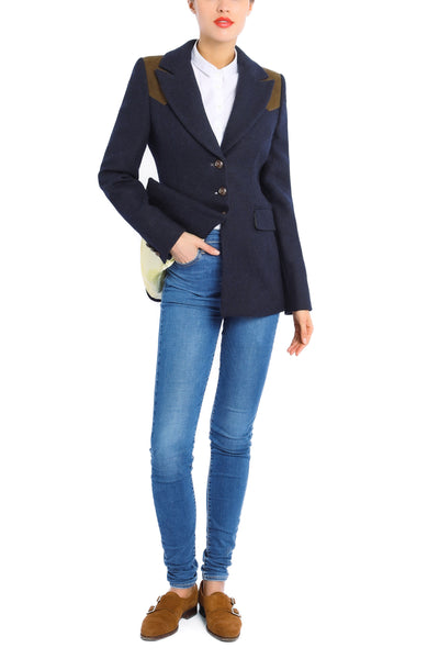 Blazer aus schottischem Harristweed in marine