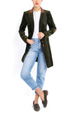 Long blazer from olive cashmere-corduroy