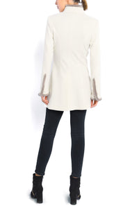 Long blazer from cream coloured wool-jersey