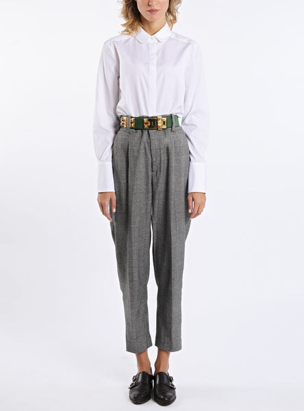Blouse with rounded collar from fine two-ply cotton in white