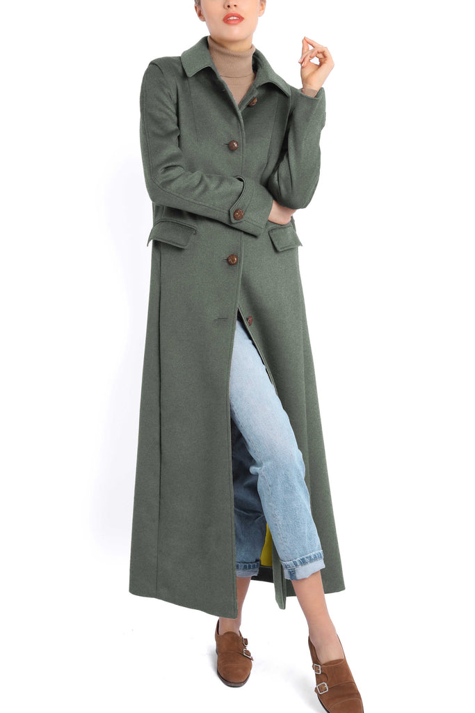 Long loden coat in sage green