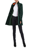 Long blazer from emerald green velours-jacquard