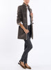 Long blazer from knitted wool in taupe