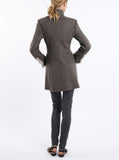 Long blazer from knitted wool in taupe
