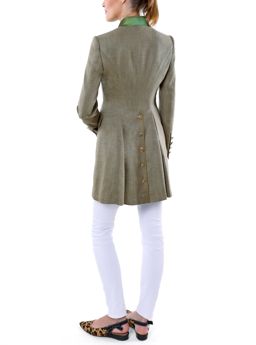 Long blazer from bronze coloured silk-linen