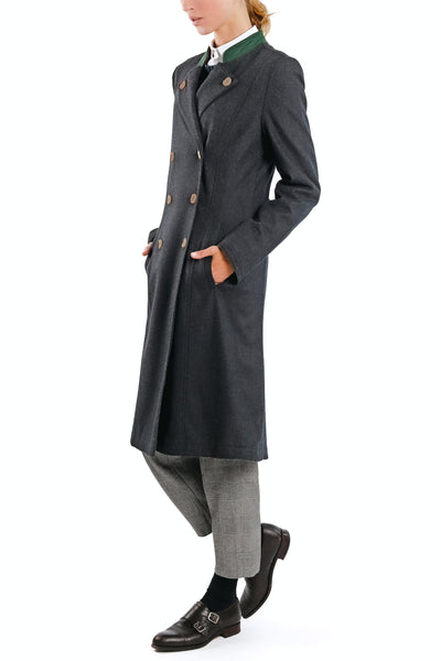 Double-breasted coat from Austrian loden in anthracite