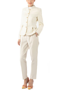 Blazer mit Schößchen aus leichter Sommerwolle in creme