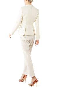 Blazer mit Schößchen aus leichter Sommerwolle in creme