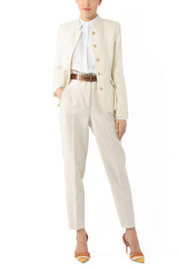 Blazer mit Schößchen aus leichter Sommerwolle in creme