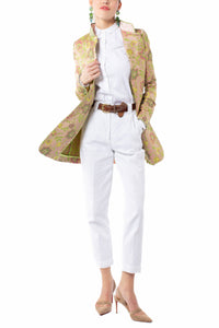 Long-blazer from rosé floral-jacquard