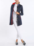 Long blazer from a lightweight navy cotton-jersey